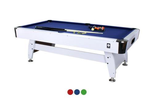 BILLARD design, 8Ft blanc, 255 cm, tapis bleu