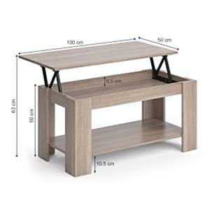 TABLE basse beige, 100 cm, plateau relevable, modèle GALION