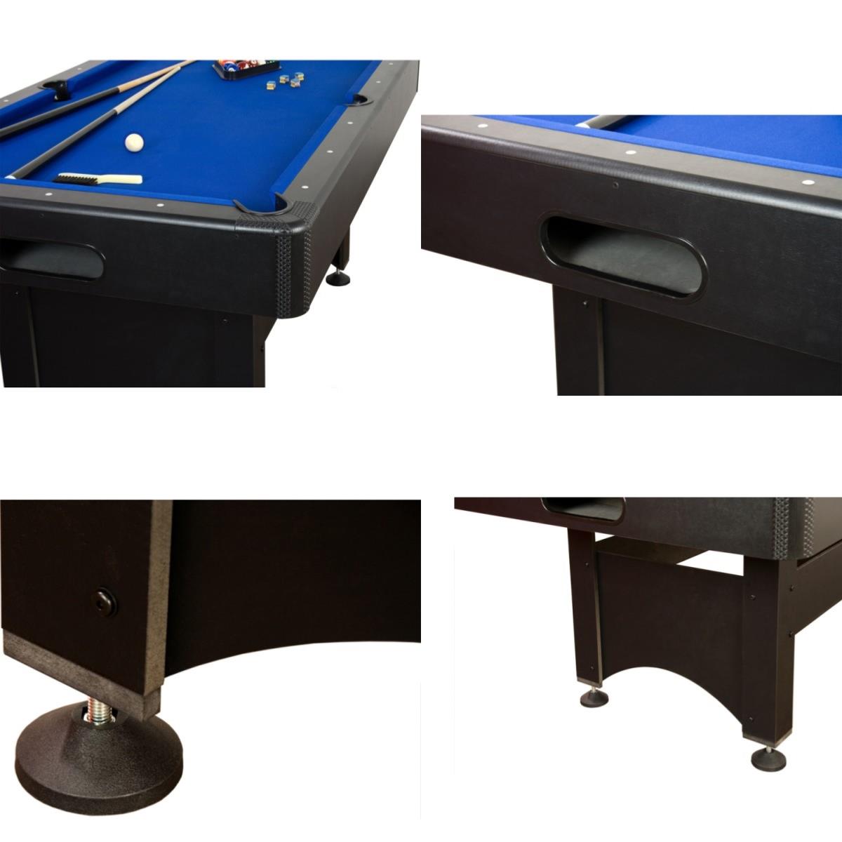 Nappe De Billard En Feutre Bleue - Pour Table Intérieure De 2,4m - Lot Avec 6 Bandes De Tissu