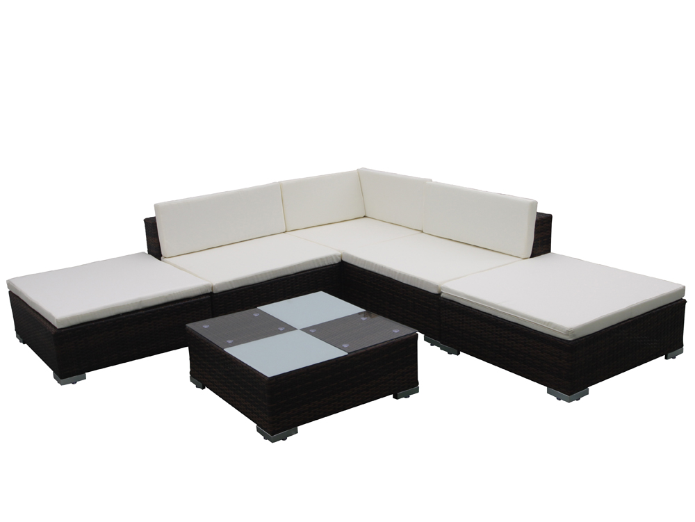 Salon de jardin canap? r?sine tress?e aluminium marron + table Table Basse Salon Jardin Resine ~ Salon De Jardin Canap? R?sine Tress?e Aluminium Marron + Table