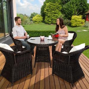 SALON jardin de luxe, Aluminium et résine tressée, marron SALON jardin de luxe, Aluminium et résine tressée, marron