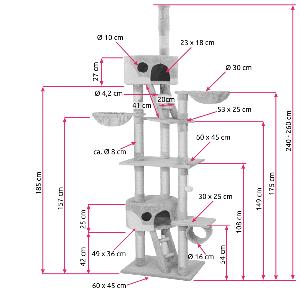 ARBRE à CHAT, 240 cm hauteur réglable, BEIGE