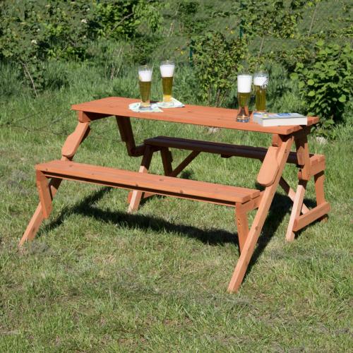 Banc de jardin bois massif, transformable en table pique-nique