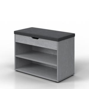 BANC avec espace de rangement pour chaussures, gris béton