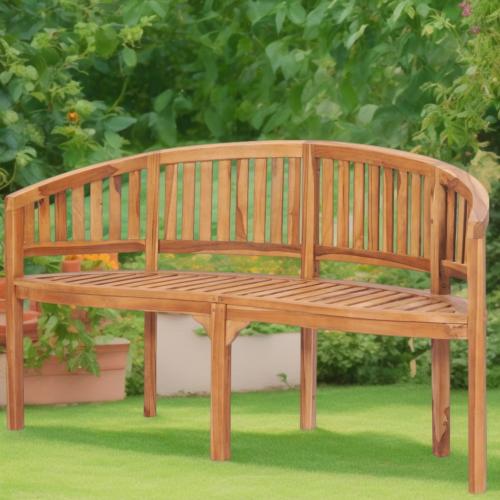 Banc de jardin 150 cm, demi cercle en teck massif