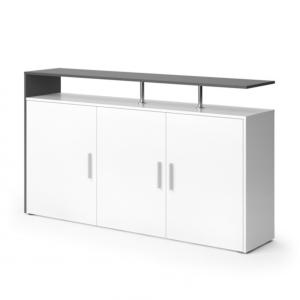 BUFFET bas 160 cm, gris béton ou anthracite - blanc, modèle MARIN