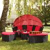 Canapé de jardin rond modulable en résine tressée, 10 coloris