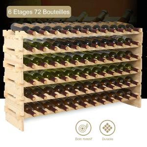 CASIER A VIN, 72 bouteilles, bois massif naturel