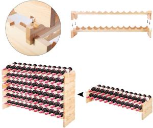 CASIER A VIN, largeur 65 cm, bois massif naturel, 7 modèles