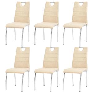CHAISES salle à manger, similicuir beige, lot de  6