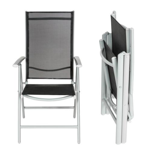 CHAISE pliante aluminium gris-noir, pour salon de jardin