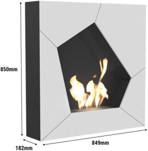 CHEMINEE bio-éthanol, design INOX, 85 x 85 cm, blanche