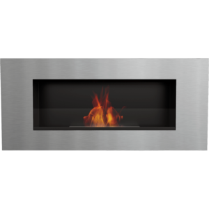 CHEMINEE éthanol luxe AVALON, inox gris, largeur 90 cm