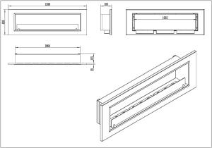 CHEMINEE ETHANOL murale inox, 130 cm, blanc, MICHIGAN