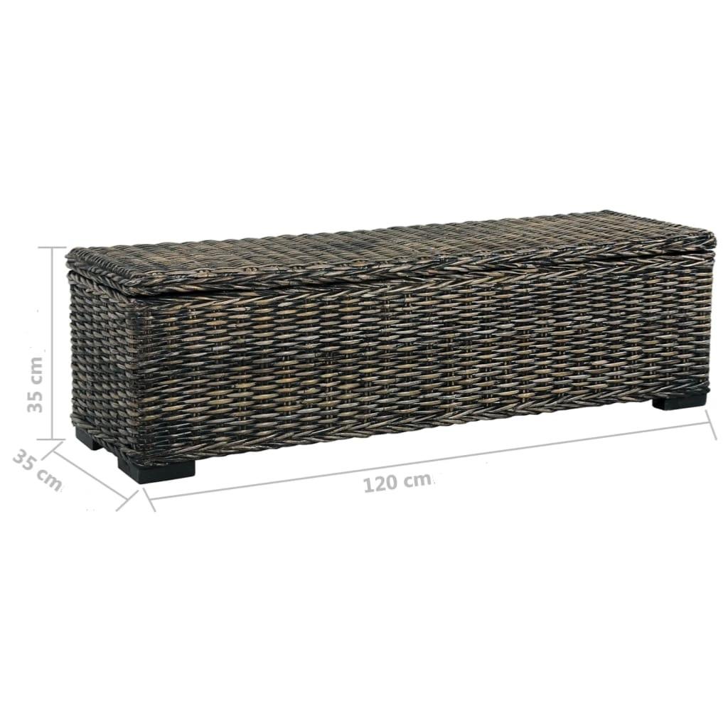 Banquette Coffre De Rangement En Rotin - M92 Couleur Miel - Coussin Inclus - 88x44x51 Cm