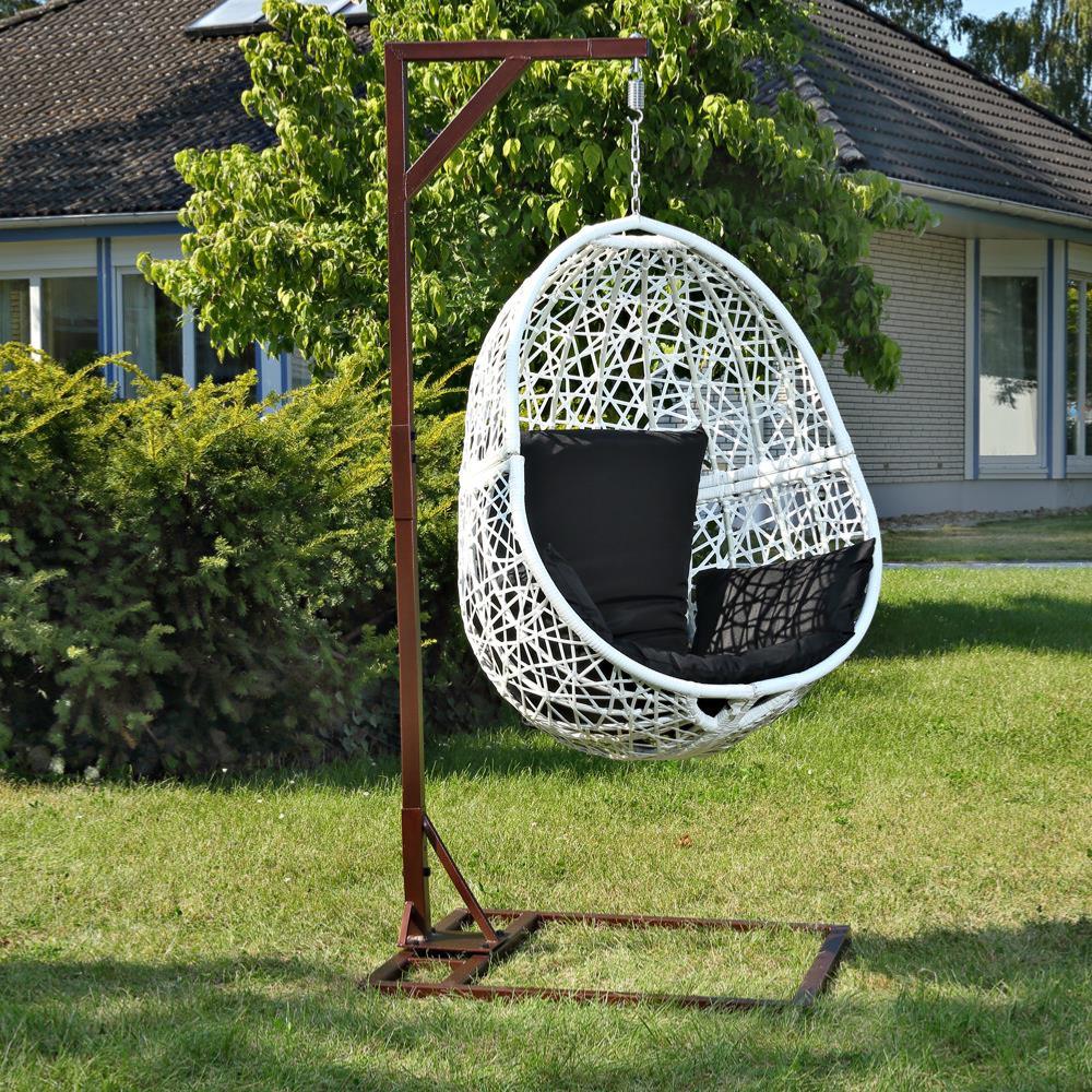 HAMAC de jardin suspendu, support métal, blanc