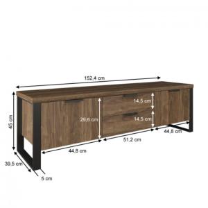 Meuble bas TV, bois noyer, 152 cm 