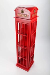 Meuble design cabine téléphonique range CD, 130 cm, bois massif