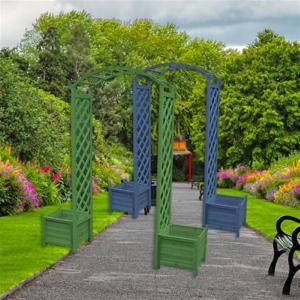 PERGOLA en pin naturel, 210 cm, avec bacs à plantes