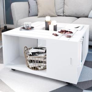 TABLE basse cube 80 cm, type caisson, blanche, modèle KALEOS