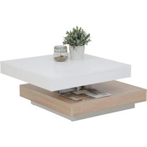 TABLE basse 70 cm, rotative, blanc, beige, MIRAGE