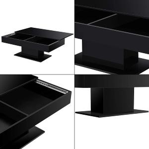 TABLE basse coulissante, 110 x 60 cm, noir laqué