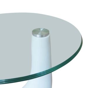 TABLE basse en verre trempé fibre de verre, blanc brillant