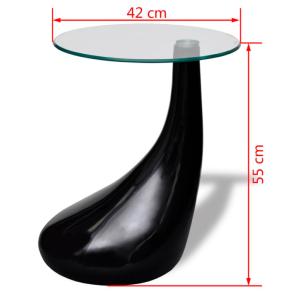 Table basse, verre trempé et fibre de verre,noir laqué