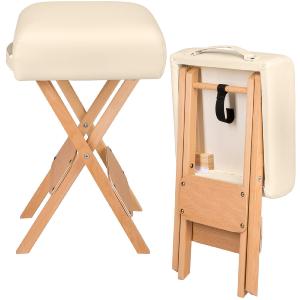 TABLE de massage PRO avec accessoires, 3 zones, pliante, crème