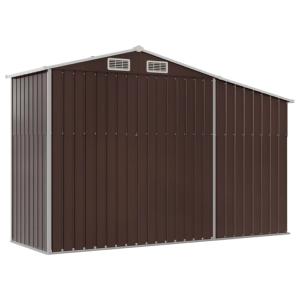 ABRI de jardin métal galvanisé marron, auvent range buches 2,57 m²