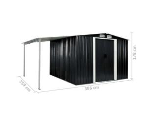ABRI de jardin en métal galvanisé noir, 10 m²