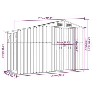 ABRI de jardin métal galvanisé marron, auvent range buches 2,57 m²