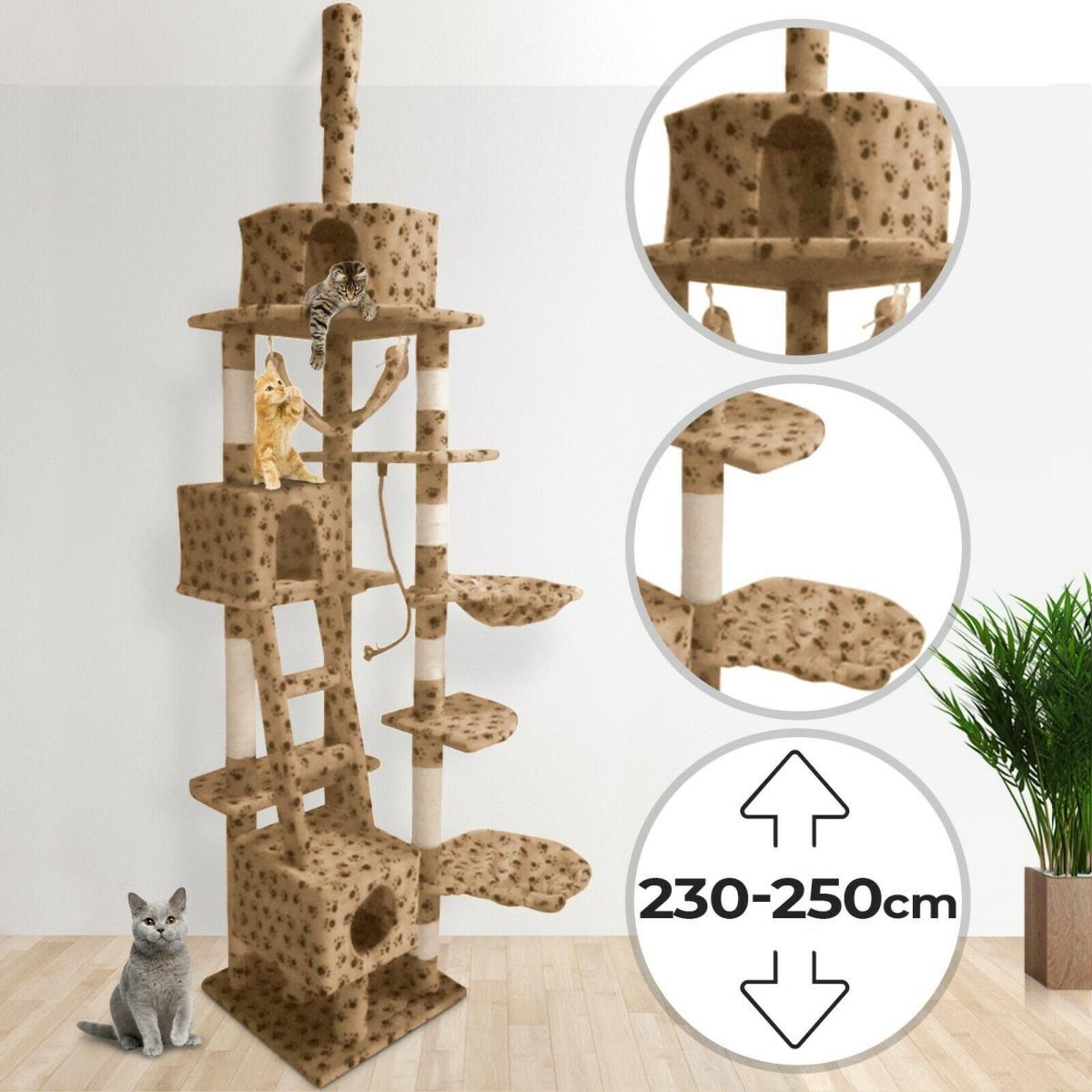 ARBRE A CHAT XXL de 250 cm, beige avec pattes de chat