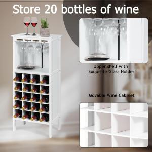 MEUBLE rangement bouteilles, bois massif blanc