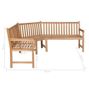 Banc de jardin d'angle, 400 cm, teck massif