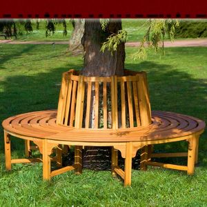 Banc de jardin en bois exotique, tour d'arbre, 2 tailles