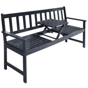 BANC de jardin PIQUE-NIQUE en bois exotique, couleur Anthracite