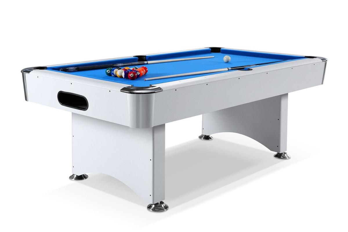 Table de Billard Louxor 7ft Convertible Table à Manger 8 Personnes Design  Blanc boisé (avec Plateau Table, Tapis Bleu) : : Sports et Loisirs