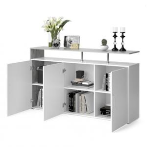 BUFFET bas 160 cm, gris béton - blanc, modèle MARIN