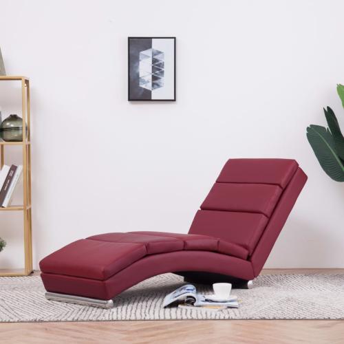 CHAISE longue ergonomique cuir rouge bordeaux