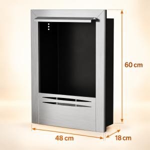 Cheminée bio-éthanol ELVORA en inox brossé – Murale ou encastrable, 60 cm