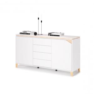 BUFFET bas sur pieds, blanc, 160 cm, modle ELEGANT