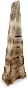 Commode pyramide en bois exotique, coloris brut