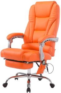 FAUTEUIL massant de bureau, luxe, cuir ORANGE, 7 points de massage