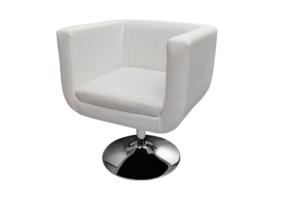 Fauteuil Design Club, cuir textile blanc