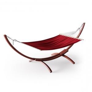 HAMAC de JARDIN en bois, 350 cm, toile bordeaux