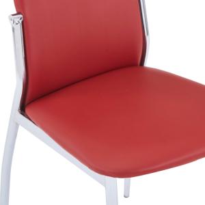 CHAISES salle à manger, similicuir rouge, lot de 4