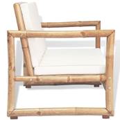 Banc de jardin, en bambou, avec coussin