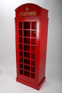 Meuble design, cabine téléphonique rouge, bois massif