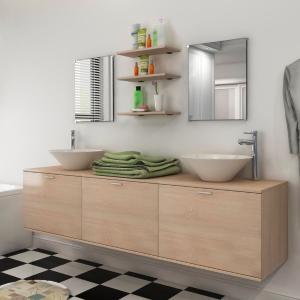 MEUBLE de salle de bain complet beige, double vasque